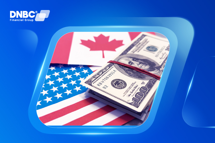 Currency Exchange for Sending Money from Canada to the US Canadian and US flags with dollar symbols showing international money exchange