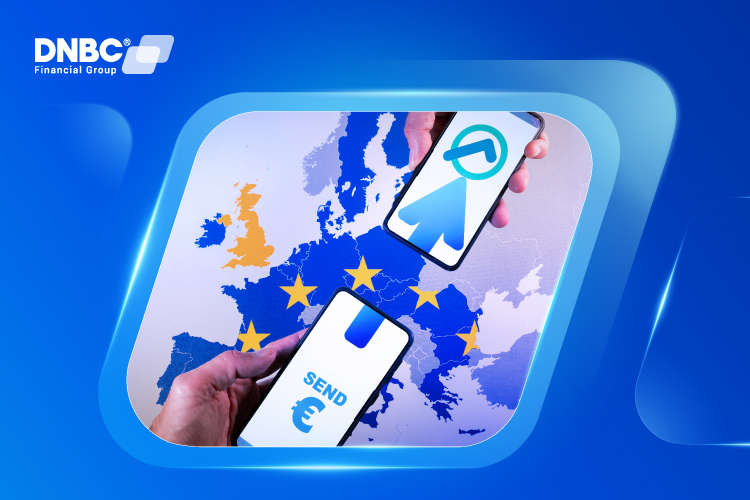 DNBCnet Interface for SEPA Transfers Screenshot of DNBCnet platform showing how to initiate a SEPA transfer easily.