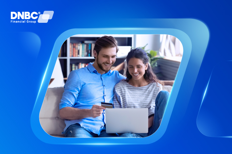 Happy User Making a SEPA Payment with DNBC Smiling user successfully completing a SEPA payment using DNBC account online