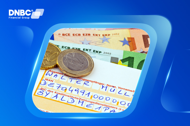 IBAN and BIC in Action – Global Money Transfer Workflow Flowchart showing how IBAN and BIC work together to process an international payment through the SWIFT network.